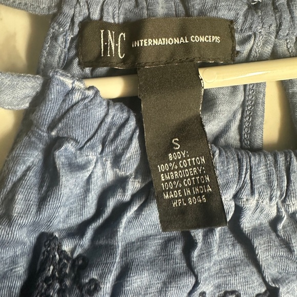 INC international concepts 100% cotton blue sequin Paisley halter NWT size small - Picture 2 of 5